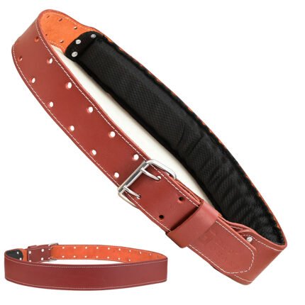 Zanvok 3" Brown Leather Work Belt – Padded & Heavy-Duty